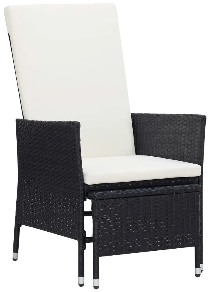 3059371 vidaXL Set mobilier de grădină cu perne, 3 piese, negru, poliratan