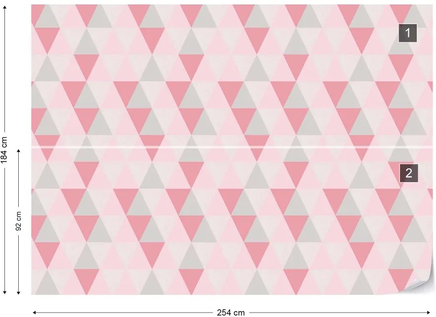 GLIX Fototapet - Modern Geometric Pink Triangle Pattern Vliesová tapeta  - 254x184 cm