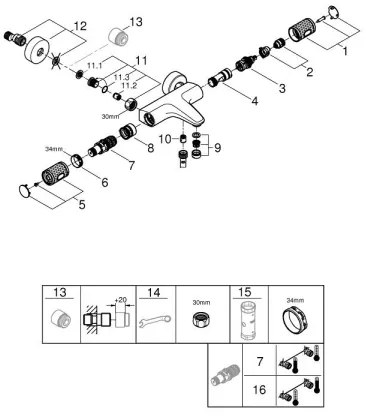 GROHE 34788000 - Baterie termostatată pentru cadă PRECISION FEEL DN 15, crom lucios