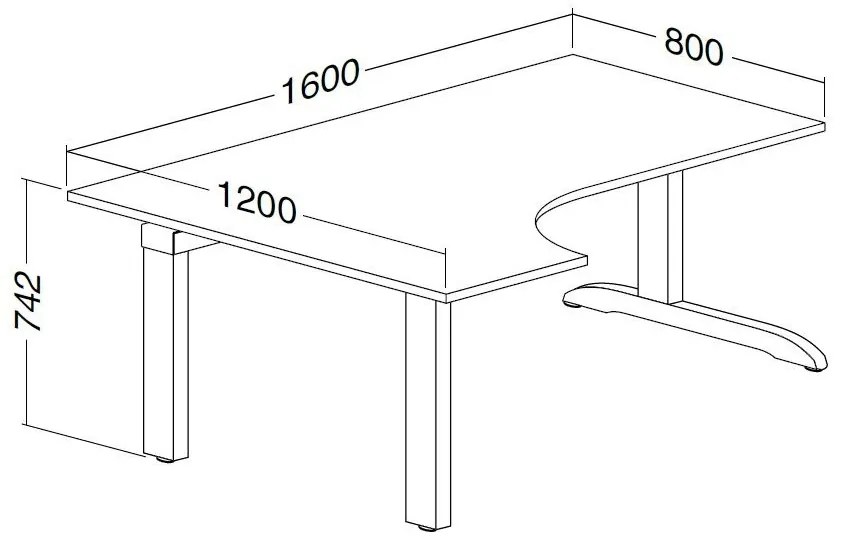 Birou ergonomic ProOffice C 180 x 120 cm, stanga, nuc