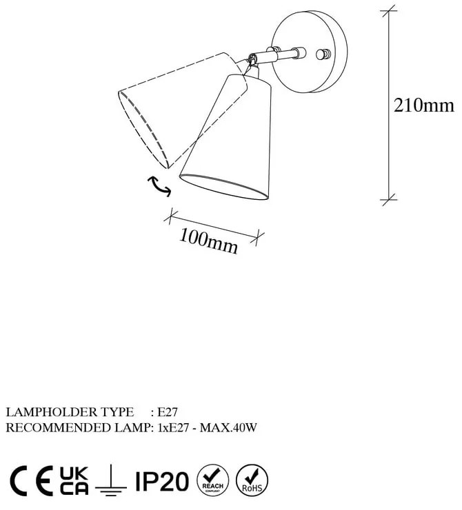 Aplică de perete neagră/aurie ø 10 cm Evander – Opviq lights