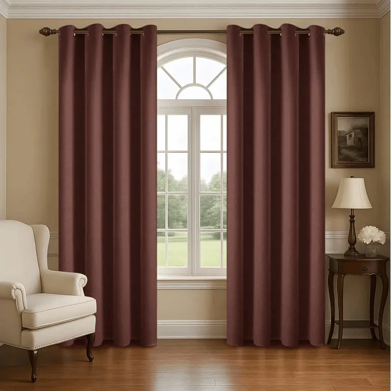 Perdea opaca NEREO 140x250 cm, maro Agatat: Inele metalice