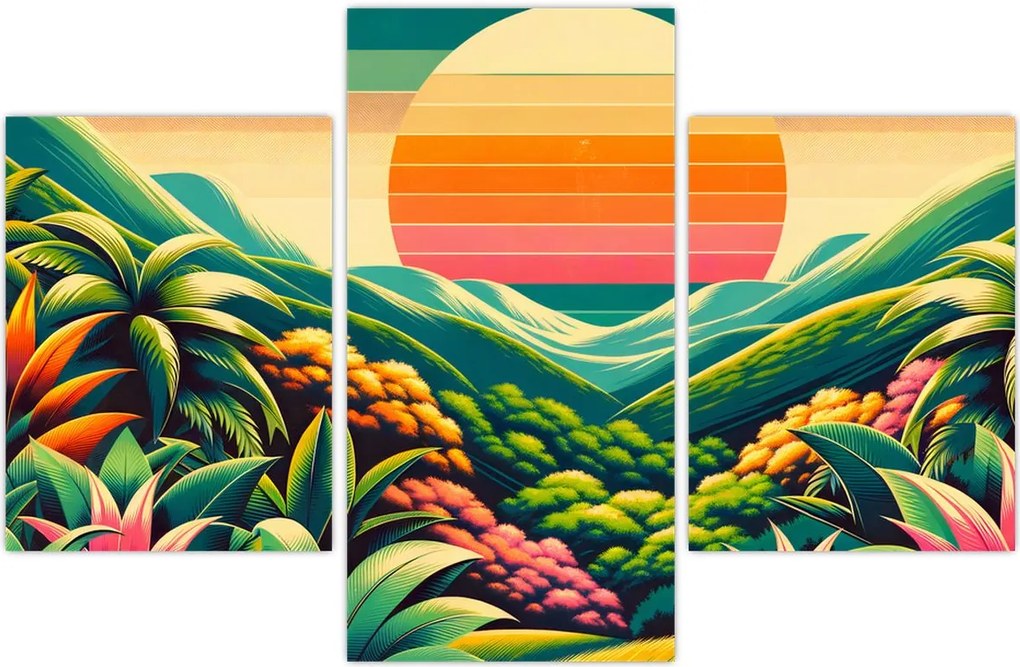 Tablou - Apus de soare multicolor (90x60 cm)