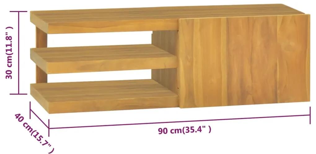 Dulap pentru baie de perete, 90x40x30 cm, lemn masiv de tec 90 x 40 x 30 cm, 1