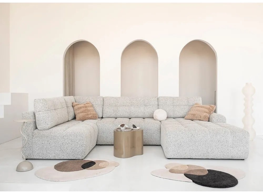 Colțar modular bej extensibil/cu spațiu de depozitare (cu colț pe partea stângă) Lulu – Miuform