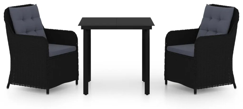 3099559 vidaXL Set mobilier pentru grădină, 3 piese, negru