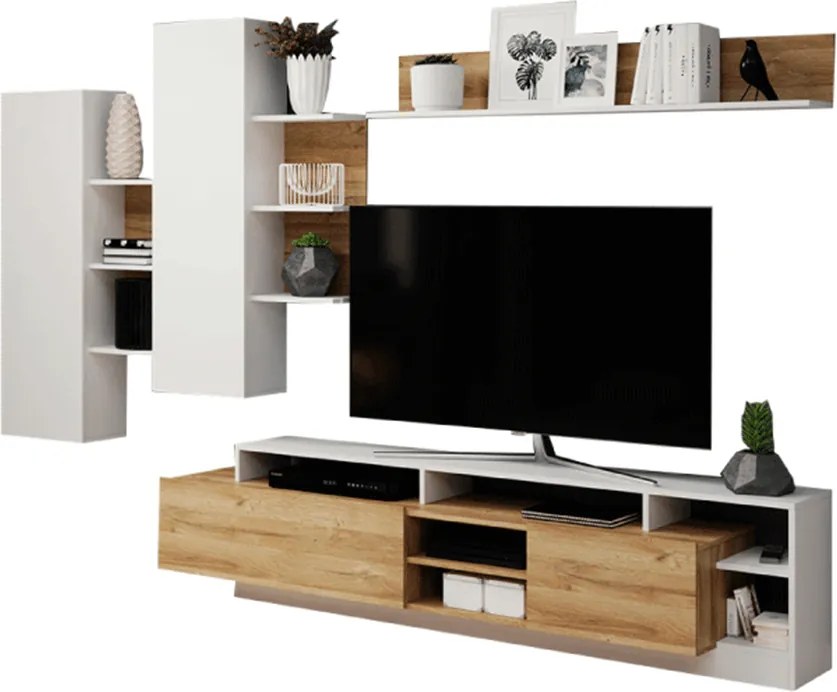 Mobilier living, stejar grandson/alb, ALICANTE
