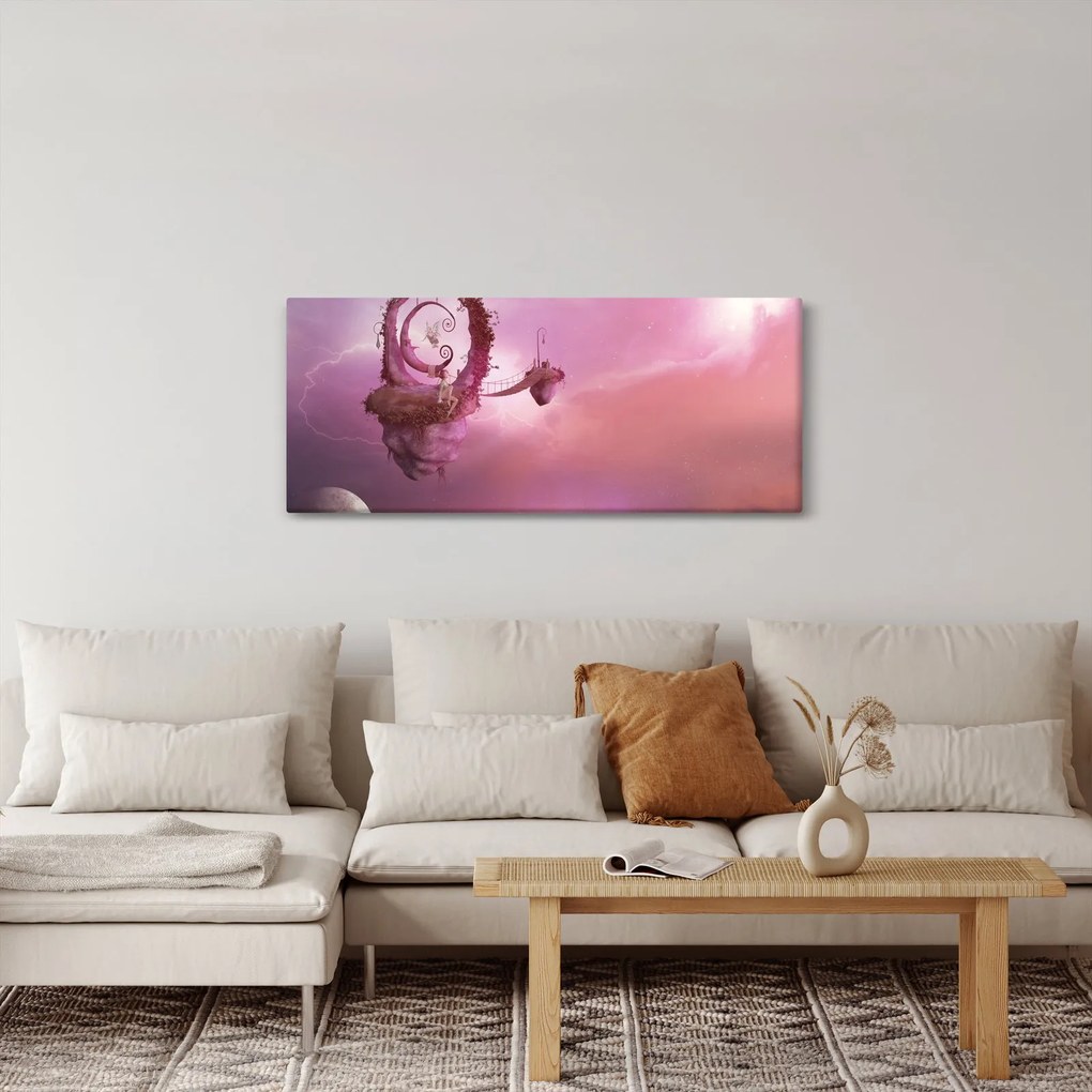 Tablou - Zână pe o insulă plutitoare (120x50 cm)