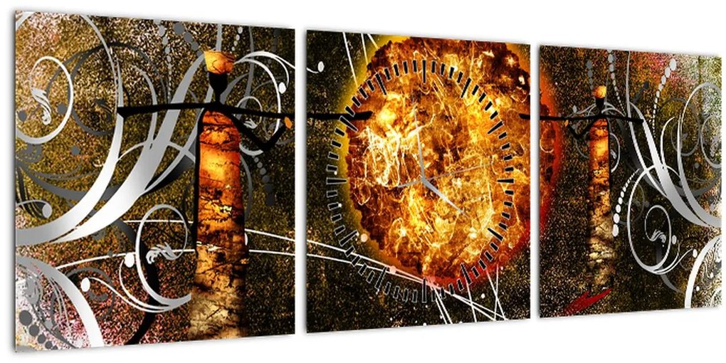 Tablou cu pictură epochală străveche (cu ceas) (90x30 cm)