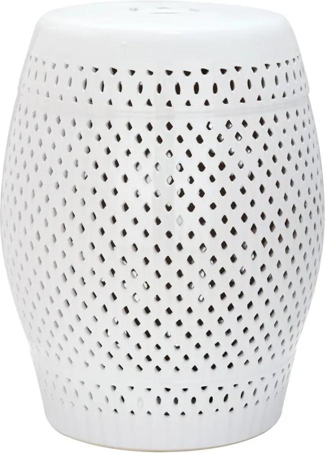 Măsuță din ceramică adecvată pentru exterior Safavieh Diamond, ø 35 cm, alb