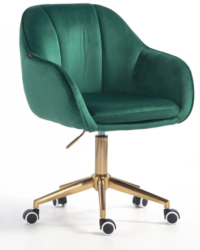 HR2055K Scaun Verde din Catifea cu Bază Aurie