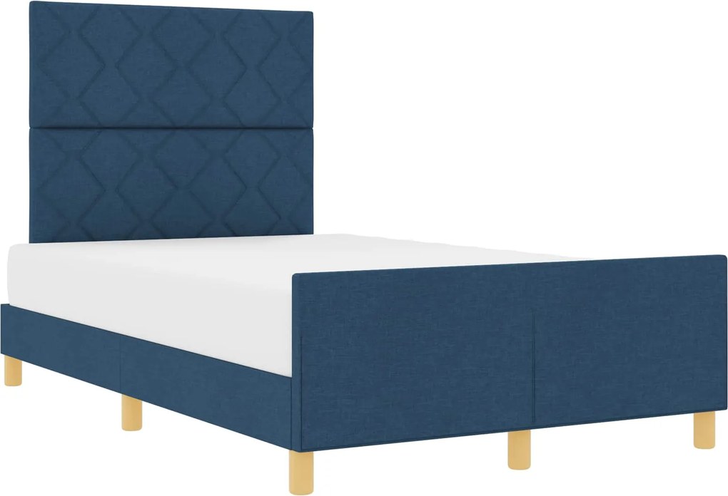 vidaXL Cadru de pat cu headboard albastru 120 x 200 cm țesătură