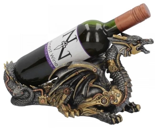 Suport sticle de vin dragon steampunk Gardianul Licorilor 32 cm