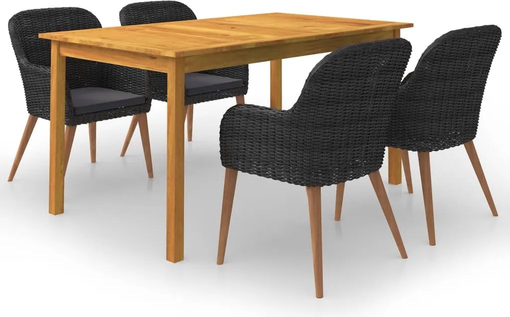 vidaXL Set mobilier de grădină, 5 piese, negru