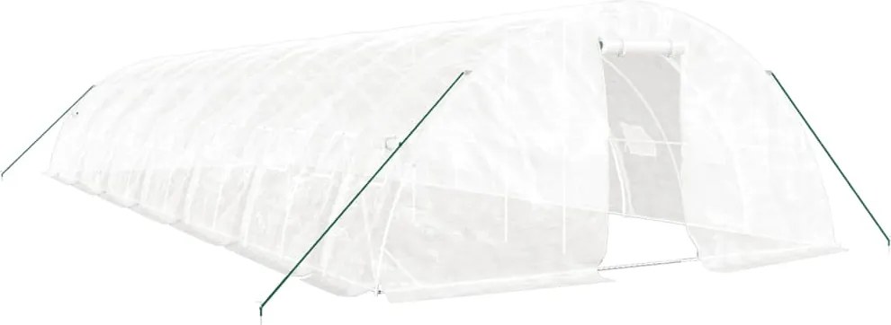 vidaXL Seră cu cadru din oțel, alb, 70 m², 14x5x2,3 m