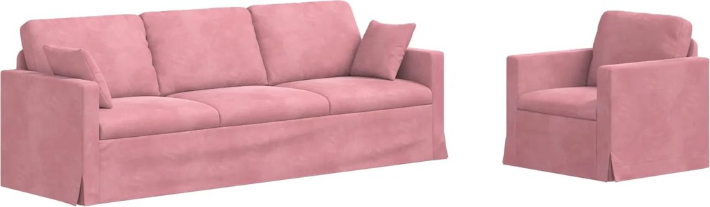 vidaXL Set de canapea 2 pcs Roz 228 x 78 x 80 cm Catifea