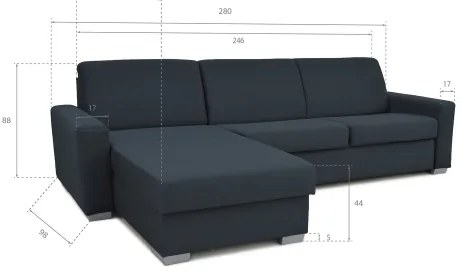 Canapea colțar extensibilă LEKA stânga, albastru, cu spațiu depozitare, pentru d