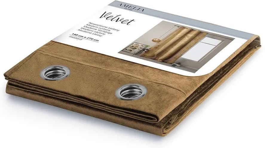 Draperie AmeliaHome Velvet, 140 x 270 cm, galben muștar