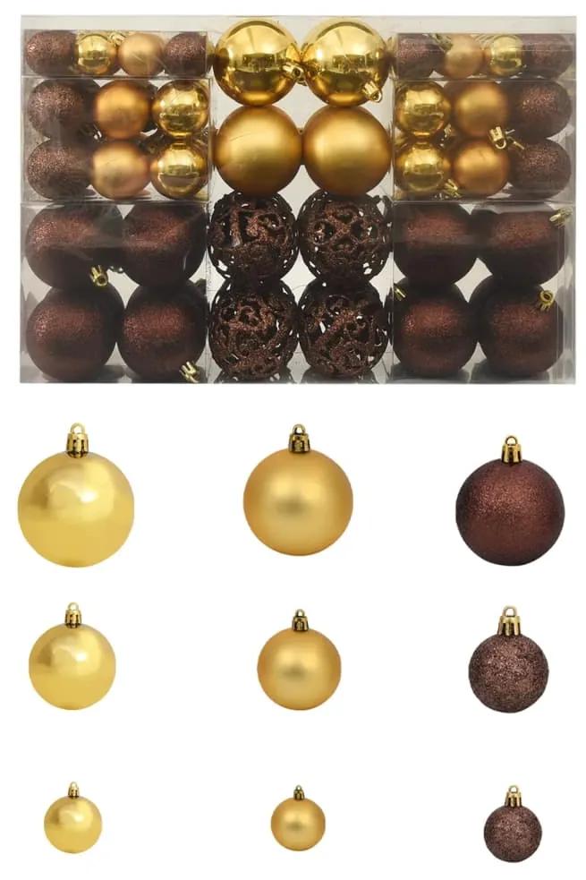 Set globuri de Craciun 100 buc. 3 4 6 cm, maro bronz auriu 100, Maro bronz auriu