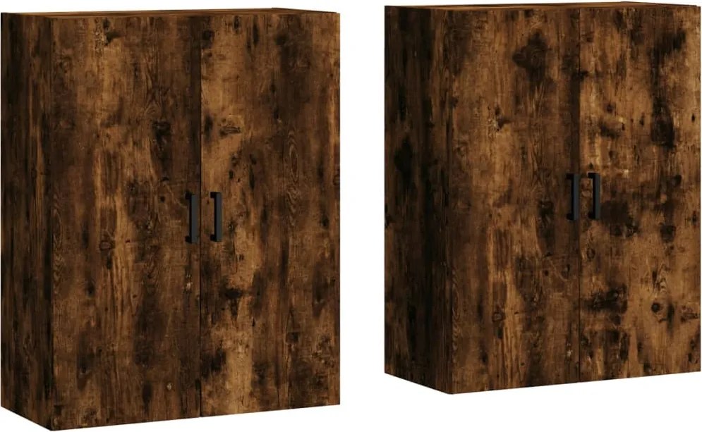 vidaXL Dulapuri montate pe perete, 2 buc, stejar afumat, 69,5x34x90 cm