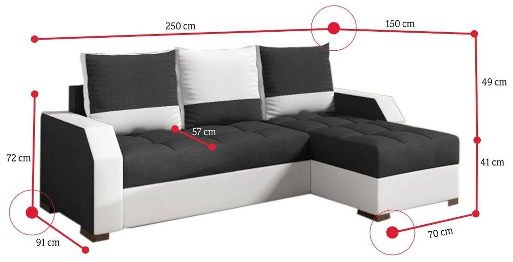 Supermobel Coltar ARIS, 250x90x150, sawana14/soft017white, dreapta