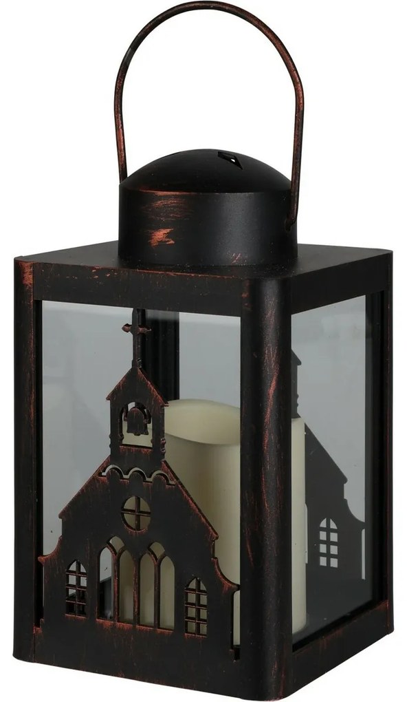 Felinar cu LED Church negru, 10 x 16 cm