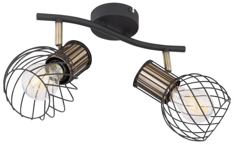 Aplica de perete / tavan cu 2 spoturi design industrial ARGUSTO negru, auriu