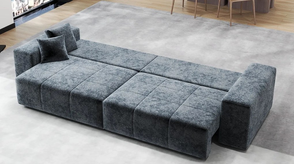 Canapea extensibilă dumonde cu ladă de depozitare si sezut confortabil din spuma high-density, Marbela Euphoria Grafit XXL 295x100 cm