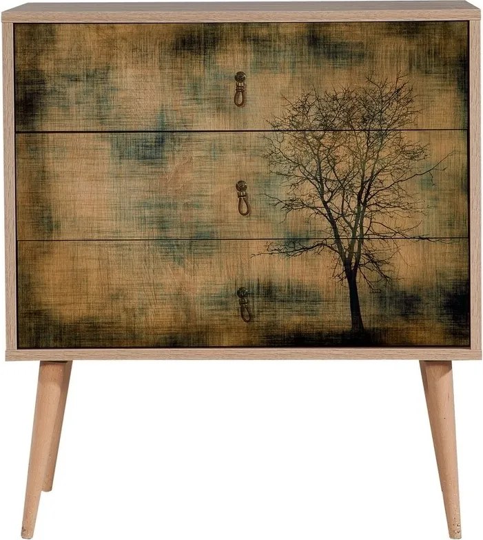 Comoda cu 3 sertare Trio 729, Vella, 80x40x90 cm, multicolor