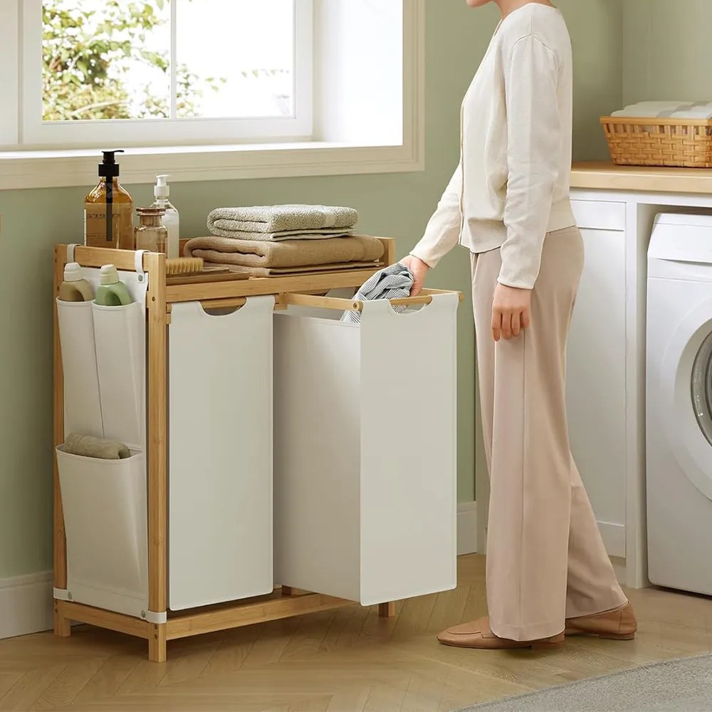 Coș de rufe cu două compartimente