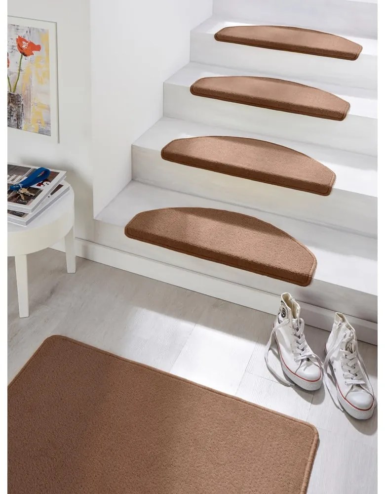 Set 15 covorașe pentru trepte Hanse Home Fancy, 23x65 cm, maro