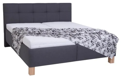 Pat tapițat MARIA 180x200 cm, gri, cu spațiu de depozitare, fără saltea