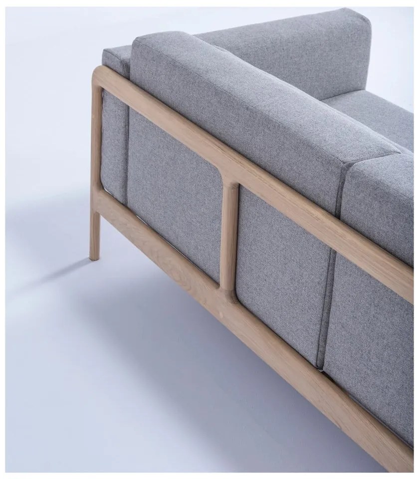 Canapea cu structură din lemn de stejar Gazzda Fawn, 210 cm, gri