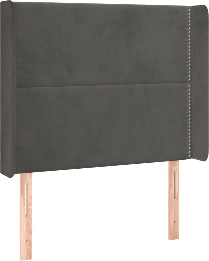 vidaXL Tăblie de pat cu aripioare gri închis 93x16x118/128 cm catifea