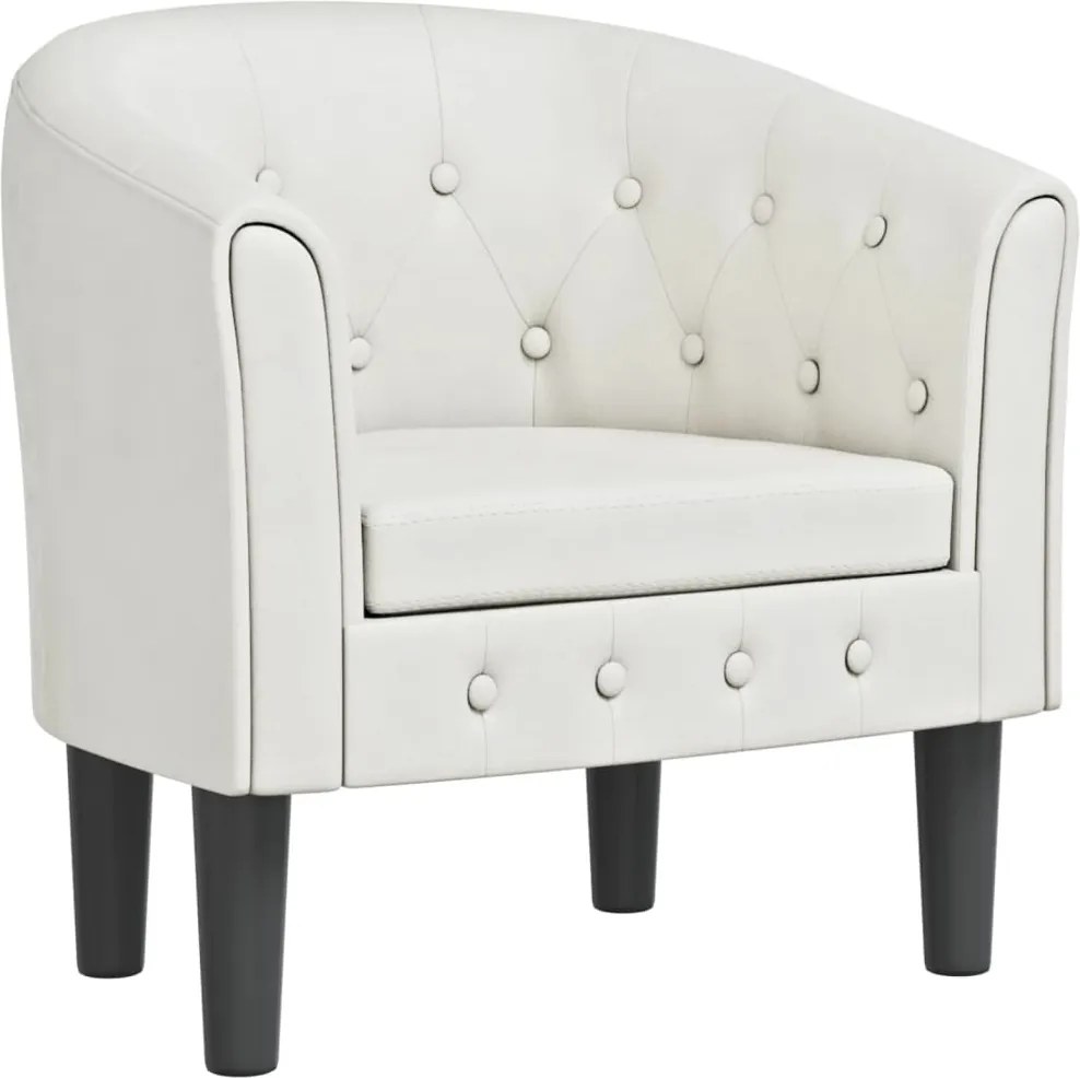 vidaXL Fotoliu tip cuvă, alb, piele ecologică