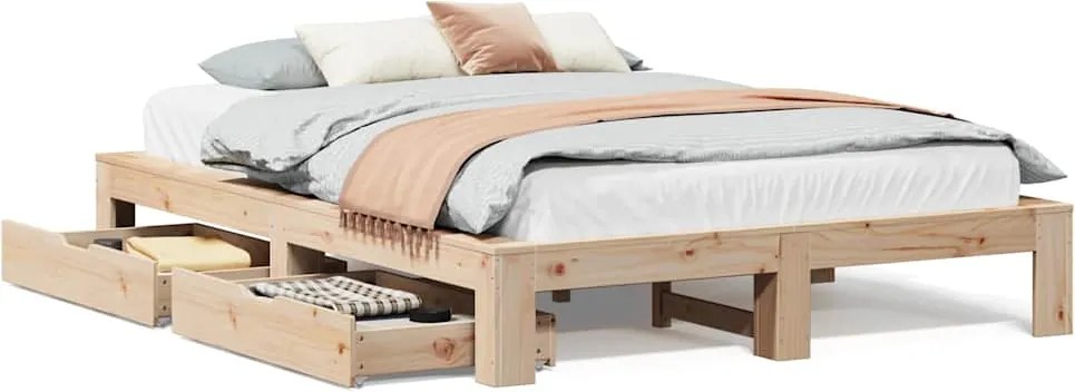 vidaXL Cadru de pat fără saltea, 150x200 cm, lemn masiv pin