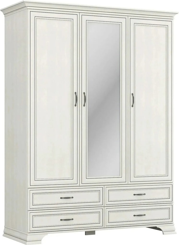 Dulap TIFFANY II, grej, PAL laminat, cu 3 usi si 4 sertare, 159x63x212