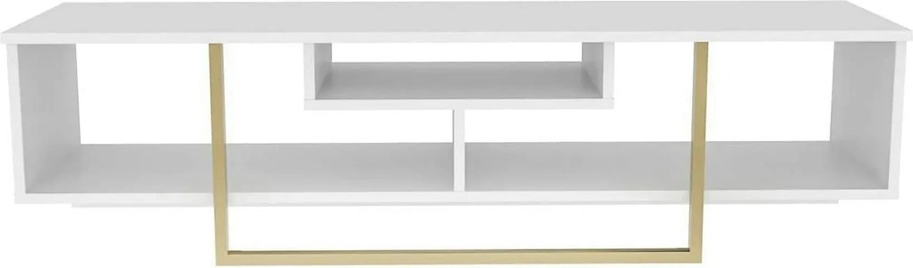 Comoda TV ASAL 150, alb/auriu, PAL melaminat, 150x35x40 cm