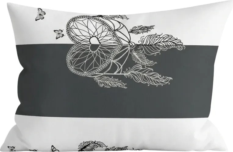 Fața de pernă din polibumbac TIRSO POLY 70x90 cm, buton alb-gri