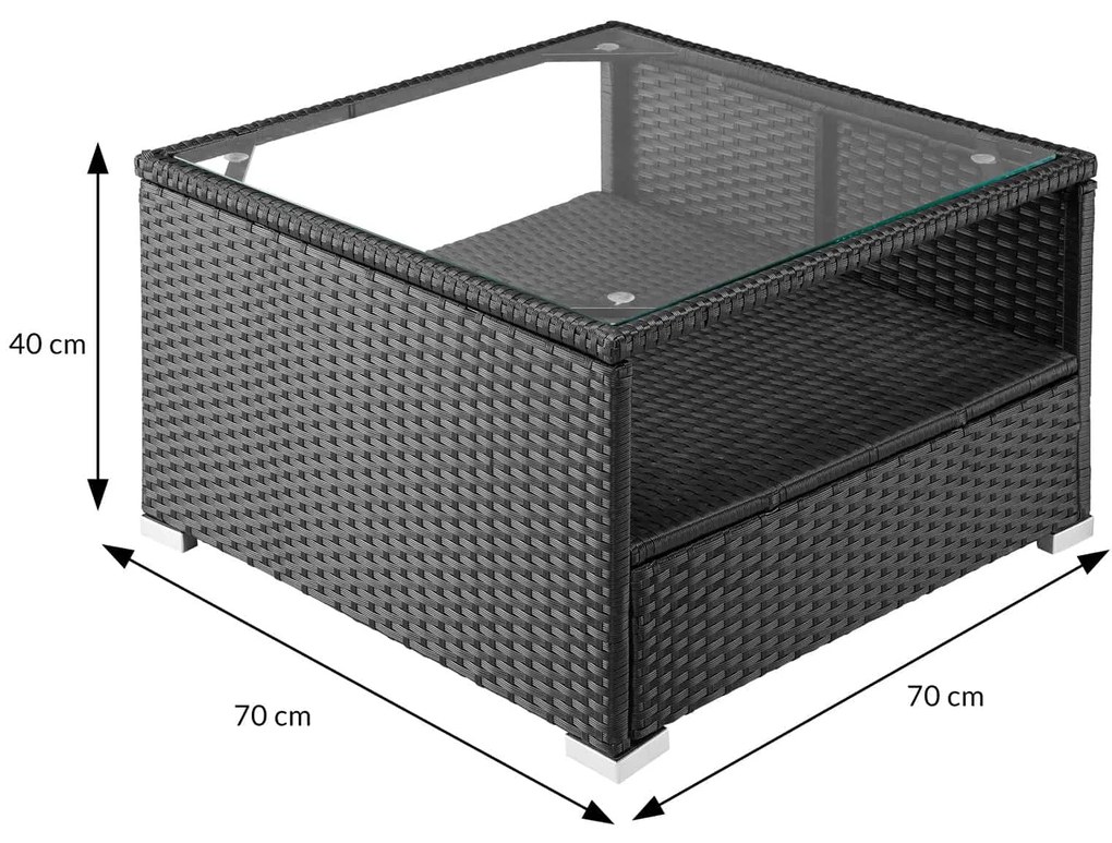 Deuba Set rattan de gradina XXL - perne negre/crem