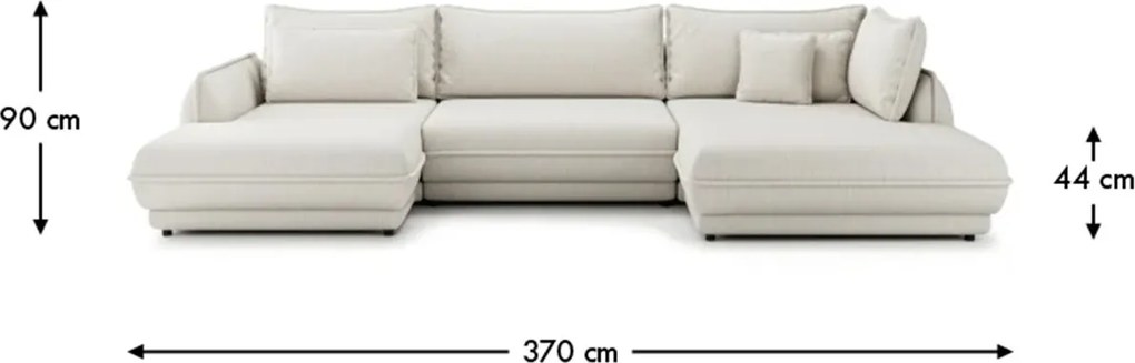 Colțar lemn masiv Paris III extensibil, 370 × 190 × 90 cm - Stânga