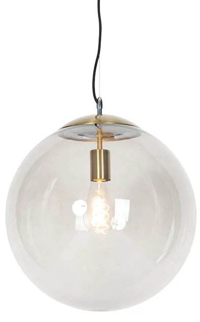Lampă suspendată modernă din alamă cu sticlă fumurie 40 cm - Ball