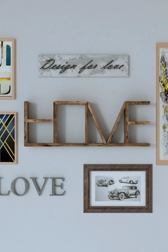 Raft de perete din lemn  Homs Home, 75 x 8 x 27 cm, maro