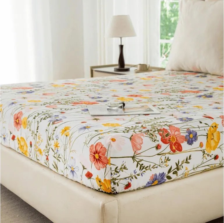 Cearsaf din microfibra WILDFLOWERS colorat 180x200 cm