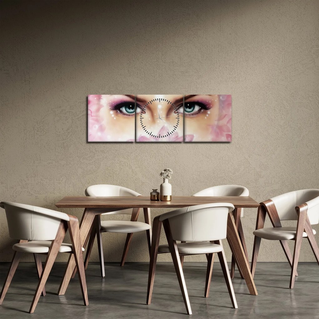 Tablou - Ochi fermecători (cu ceas) (90x30 cm)