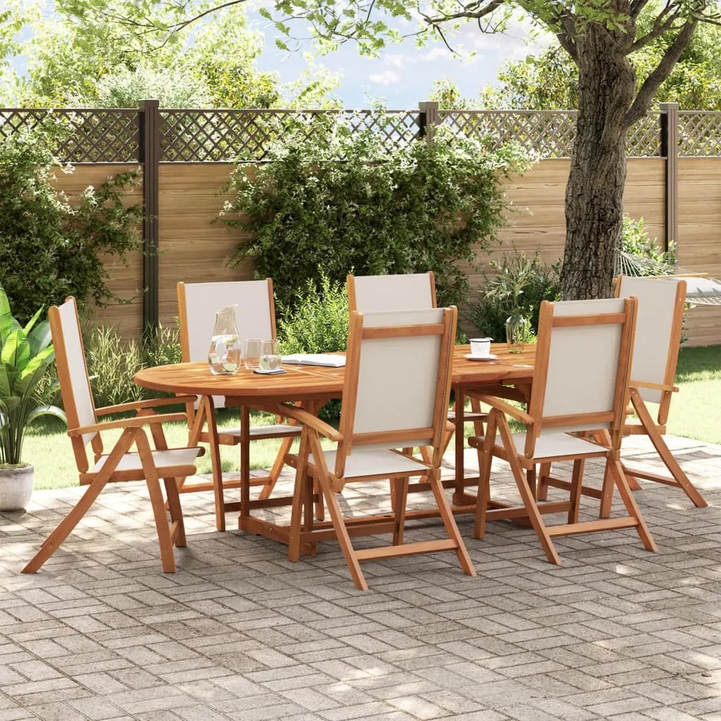vidaXL Set mobilier de grădină, 7 piese, lemn masiv acacia/textilenă