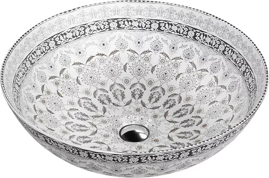 Lavoar pe blat Rune Estrid Kolor rotund 40 cm alb-gri