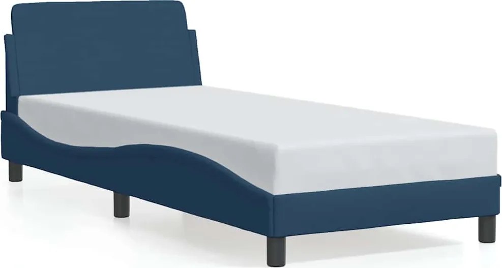 vidaXL Cadru de pat cu tăblie, Dover, albastru, 80x200 cm, textil
