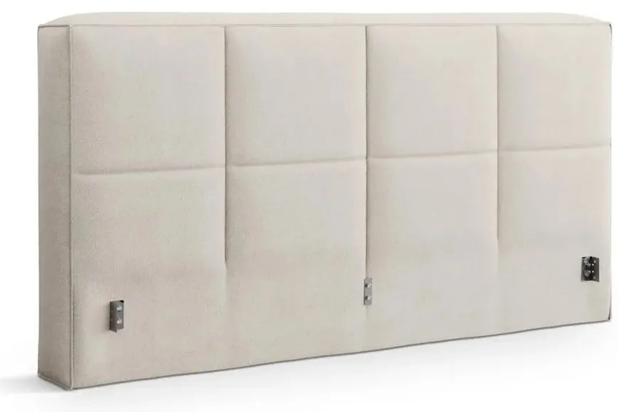 Pat matrimonial crem tapițat cu spațiu de depozitare cu somieră 200x200 cm Simon Darren – Micadoni