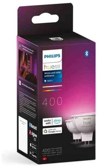 SET 2x bec LED RGBW dimabil Philips Hue WACA GU5,3/MR16/6,3W/12V
